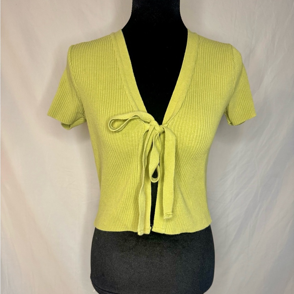 Vibrant Lime Tie-Front Crop Top